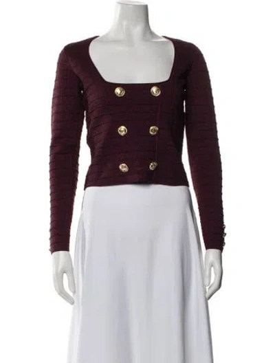 Pre-owned Retroféte Square Neckline Long Sleeve Top In Burgundy