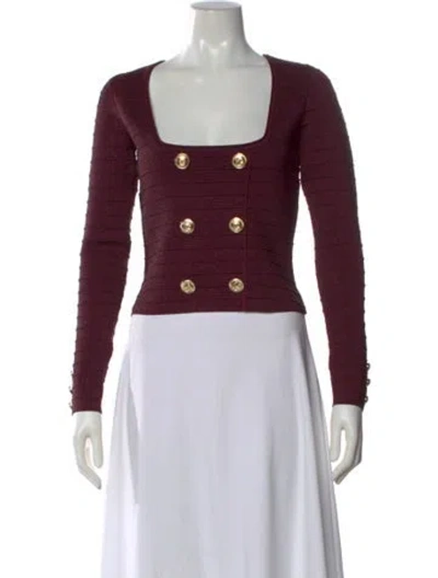Pre-owned Retroféte Square Neckline Long Sleeve Top In Burgundy