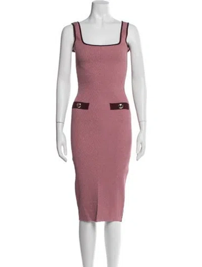 Pre-owned Retroféte Square Neckline Midi Length Dress In Pink