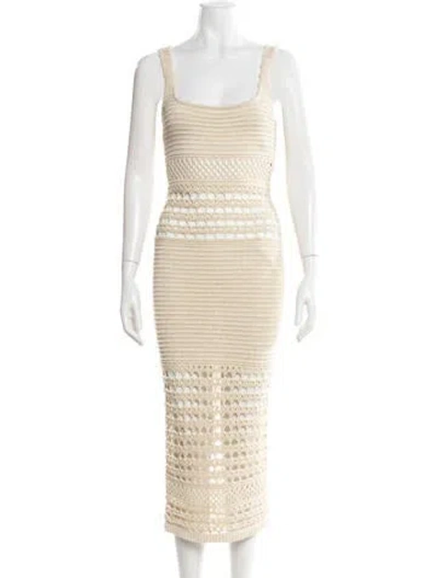 Pre-owned Retroféte Square Neckline Midi Length Dress W/ Tags In Neutrals