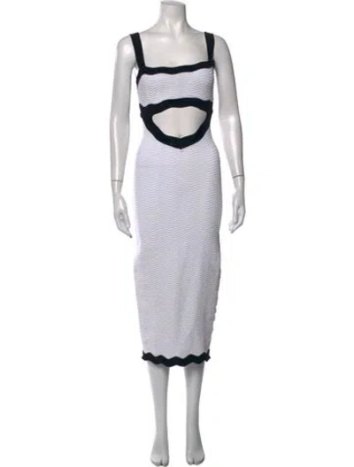 Pre-owned Retroféte Square Neckline Midi Length Dress In White
