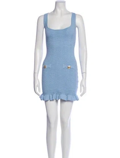 Pre-owned Retroféte Square Neckline Mini Dress In Blue