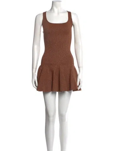 Pre-owned Retroféte Square Neckline Mini Dress In Brown