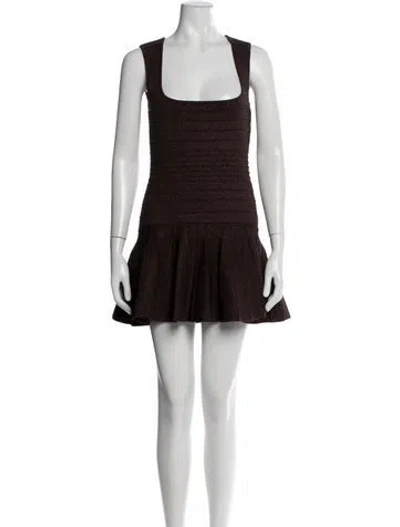 Pre-owned Retroféte Square Neckline Mini Dress In Brown