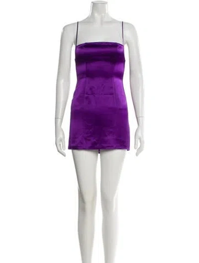 Pre-owned Retroféte Square Neckline Mini Dress In Purple