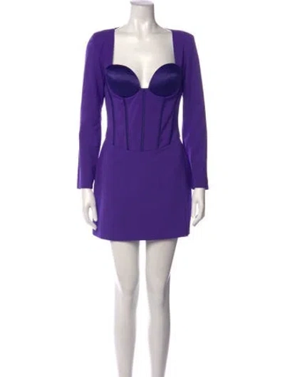 Pre-owned Retroféte Square Neckline Mini Dress In Purple