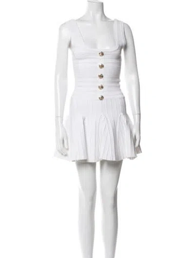 Pre-owned Retroféte Square Neckline Mini Dress In White