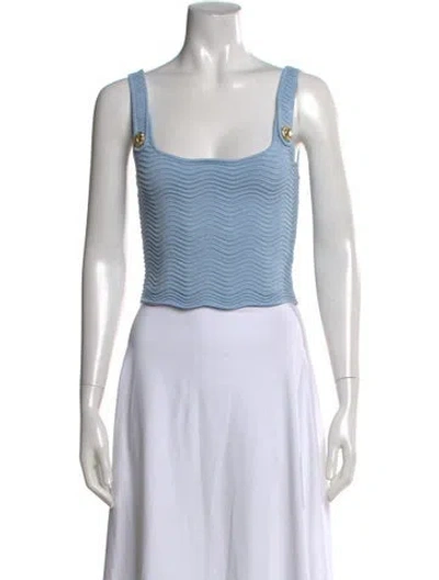 Pre-owned Retroféte Square Neckline Sleeveless Crop Top In Blue