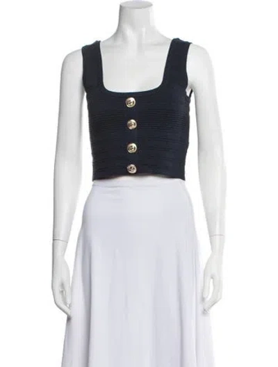 Pre-owned Retroféte Square Neckline Sleeveless Crop Top In Blue