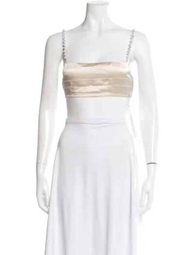 Pre-owned Retroféte Square Neckline Sleeveless Crop Top In Neutral