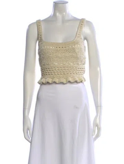 Pre-owned Retroféte Square Neckline Sleeveless Crop Top In Neutral
