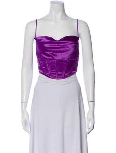 Pre-owned Retroféte Square Neckline Sleeveless Crop Top In Purple