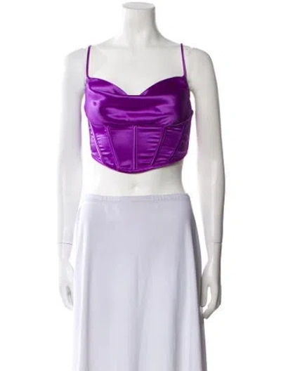 Pre-owned Retroféte Square Neckline Sleeveless Crop Top In Purple
