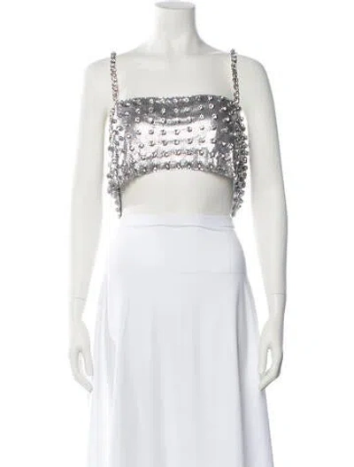 Pre-owned Retroféte Square Neckline Sleeveless Top In Silver