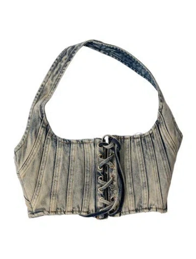 Pre-owned Retroféte Square Neckline Sleeveless Top W/ Tags In Blue