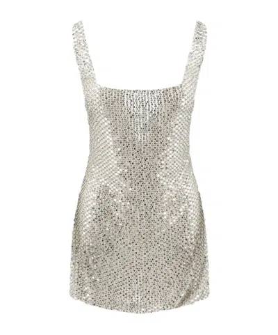 Retroféte Mini Dress With Seqiuins And Rhinestones In Silver