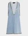 Retroféte Stevie Crystal-trim Denim Shift Dress In Blue