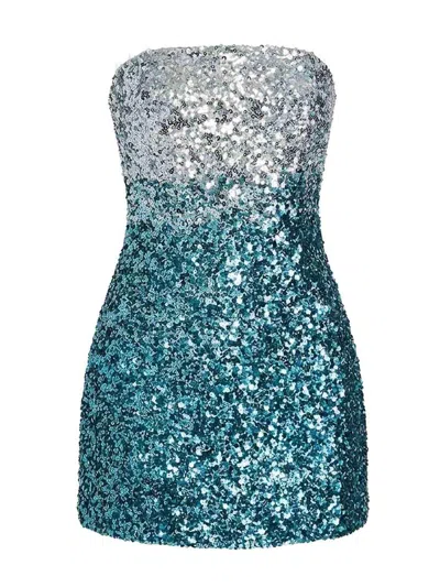Retroféte Strapless A-line Minidress In Light Blue