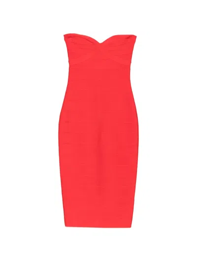 Retroféte Strapless Bandage Midi Dress In Red