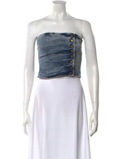 Pre-owned Retroféte Strapless Crop Top In Black