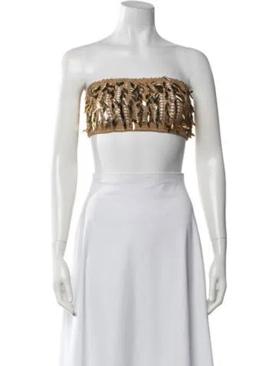 Pre-owned Retroféte Strapless Crop Top In Neutrals