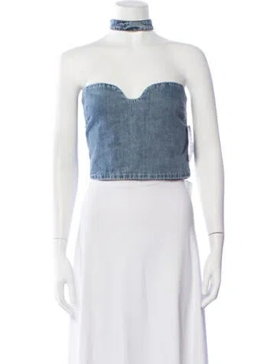 Pre-owned Retroféte Strapless Crop Top In Neutrals/white