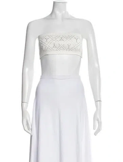 Pre-owned Retroféte Strapless Crop Top In White