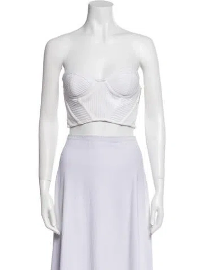 Pre-owned Retroféte Strapless Crop Top In White