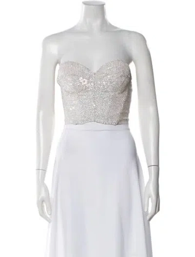 Pre-owned Retroféte Strapless Crop Top In White