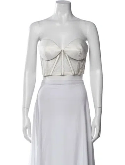 Pre-owned Retroféte Strapless Crop Top In White