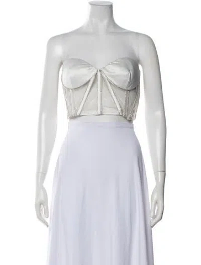 Pre-owned Retroféte Strapless Crop Top In White