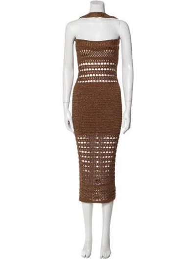 Pre-owned Retroféte Strapless Long Dress In Brown