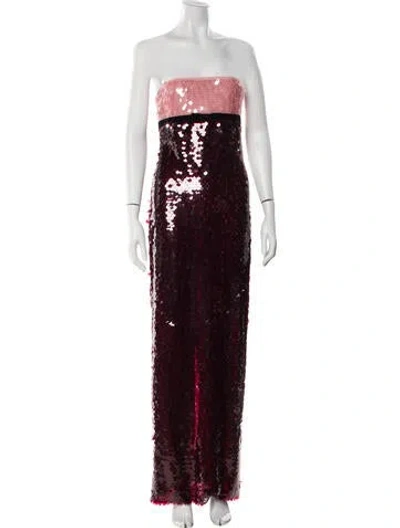 Pre-owned Retroféte Strapless Long Dress In Burgundy