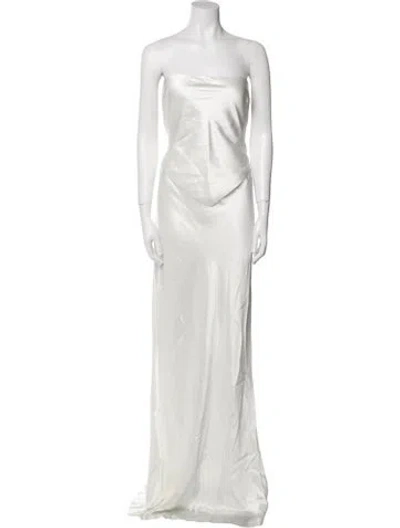 Pre-owned Retroféte Strapless Long Dress In White