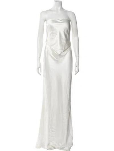 Pre-owned Retroféte Strapless Long Dress In White