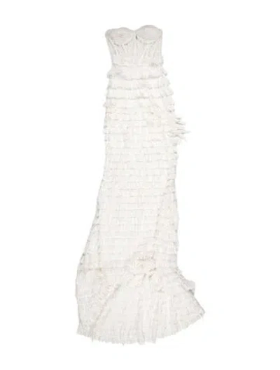 Pre-owned Retroféte Strapless Long Dress In White