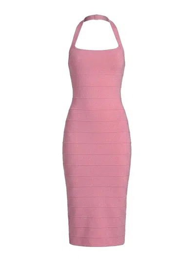 Retroféte Strapless Midi Dress With A Halterneck In Pink
