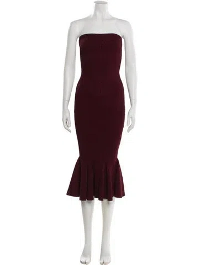 Pre-owned Retroféte Strapless Midi Length Dress In Burgundy