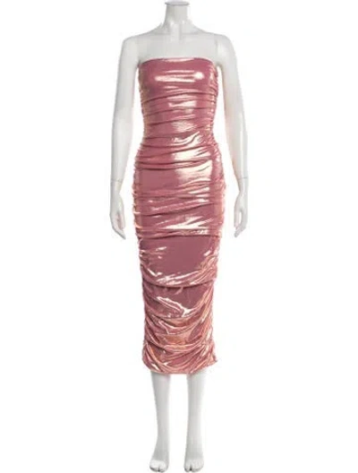 Pre-owned Retroféte Strapless Midi Length Dress In Gold/metallic/pink