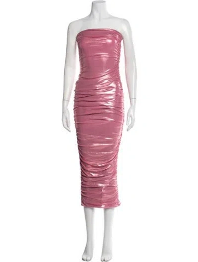 Pre-owned Retroféte Strapless Midi Length Dress In Pink