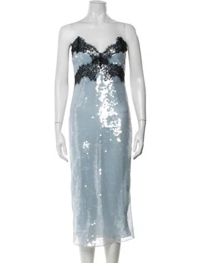 Pre-owned Retroféte Strapless Midi Length Dress W/ Tags In Blue
