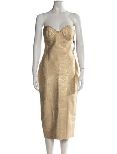 Pre-owned Retroféte Strapless Midi Length Dress W/ Tags In Neutral