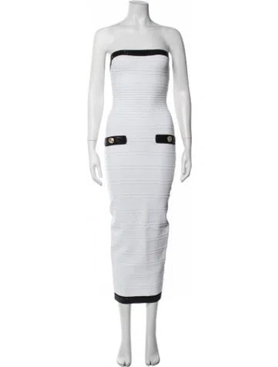 Pre-owned Retroféte Strapless Midi Length Dress In White