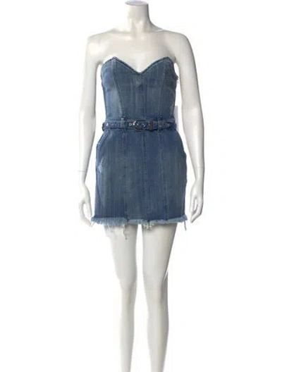 Pre-owned Retroféte Strapless Mini Dress In Blue