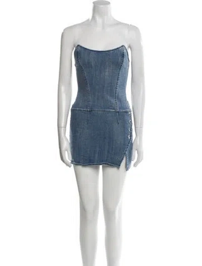 Pre-owned Retroféte Strapless Mini Dress In Blue