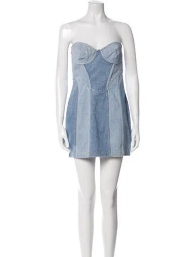 Pre-owned Retroféte Strapless Mini Dress In Blue
