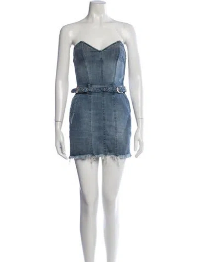 Pre-owned Retroféte Strapless Mini Dress In Blue