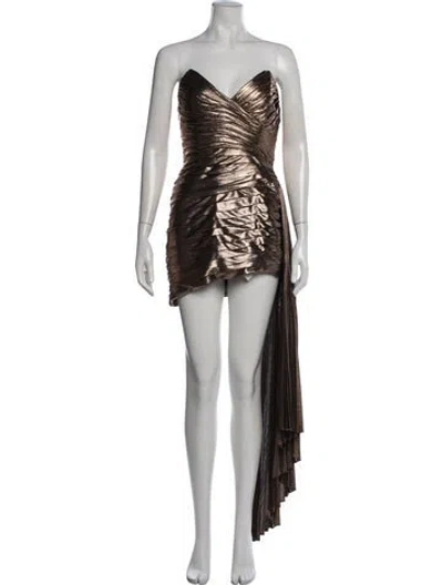 Pre-owned Retroféte Strapless Mini Dress In Gold