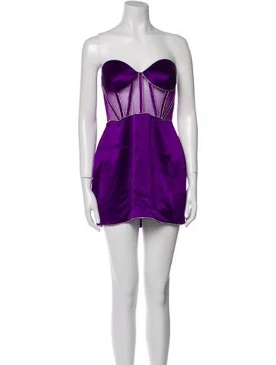 Pre-owned Retroféte Strapless Mini Dress In Purple