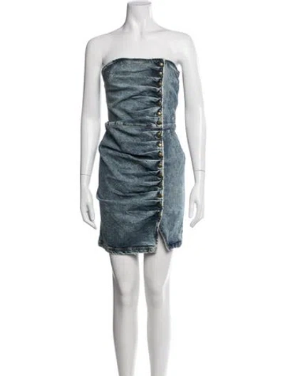 Pre-owned Retroféte Strapless Mini Dress W/ Tags In Blue